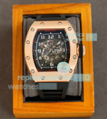 Swiss Quality Copy Richard Mille Automatic Watch RM 030 Rose Gold Black Rubber Strap